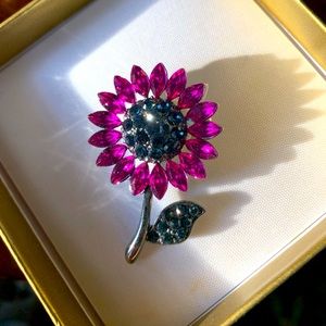 Crystal Flower Brooch